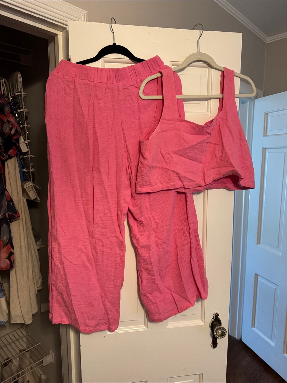 Buddy Love Pink Wide-Leg Pants and Crop Tank Set